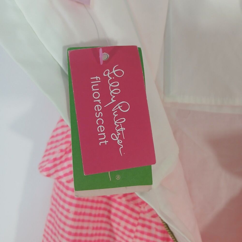 Lilly Pulitzer Lowe Dress 8 Fiesta Pink Gingham Peplum NWT Preppy Coastal Resort - Picture 9 of 14
